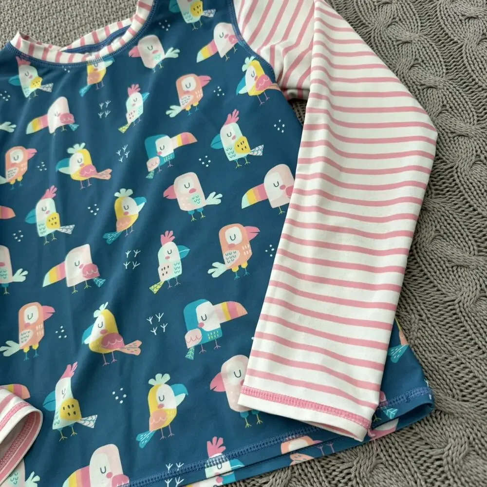 RuffleButts Bird & Stripes Rash Guard ~ 8 - Picture 3 of 8